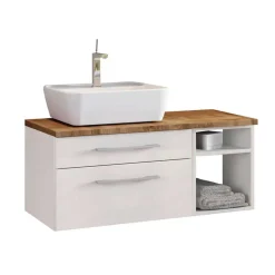 Wohnen Hänge-Badmöbel in Weiß Wildeiche - Enwicos (dreiteilig)