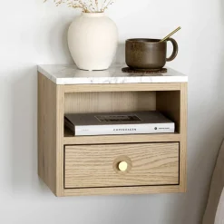 Wohnen Hänge-Nachtkommode in Eiche White Wash - Loppa