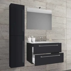 Wohnen Hängende Badeinrichtung Set in Schwarz - Gloriella (dreiteilig)