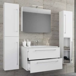 Wohnen Hängende Badmöbel in Weiß als Set - Ipsum (vierteilig)