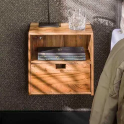 Hängende Nachtkommoden aus Akazie - Materra (2er Set)^Wohnen New