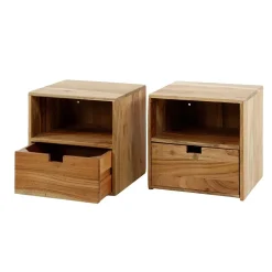 Hängende Nachtkommoden aus Akazie - Materra (2er Set)^Wohnen New