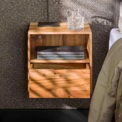 Hängende Nachtkommoden aus Akazie - Materra (2er Set)^Wohnen New