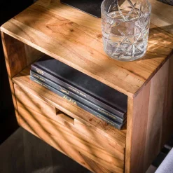 Hängende Nachtkommoden aus Akazie - Materra (2er Set)^Wohnen New