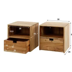 Hängende Nachtkommoden aus Akazie - Materra (2er Set)^Wohnen New