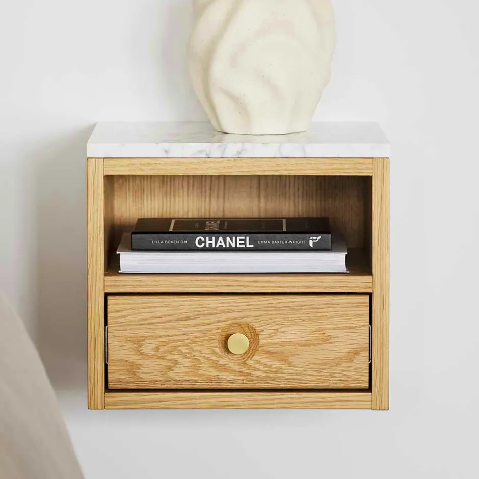 Hängende Nachtkonsole mit Fach & Schublade - Sanyra^Wohnen New