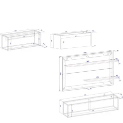 Wohnen Hängende TV Anbauwand Möbelset - Ahilav (vierteilig)