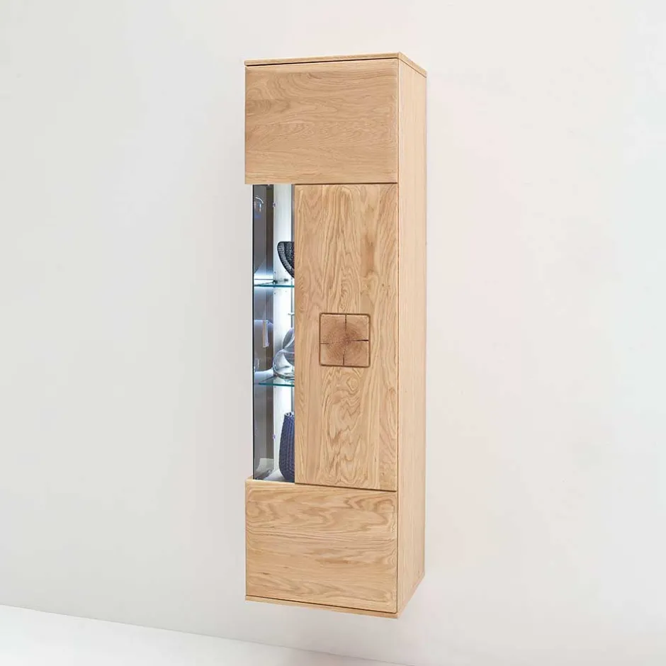 Hängende Vitrine in Eiche Bianco teilmassiv Pontros 1-türig^Wohnen New