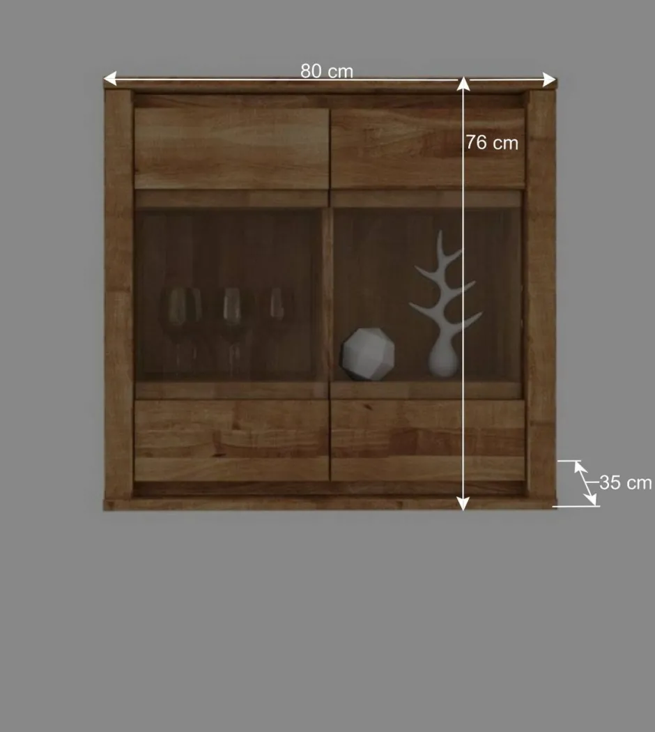 Wohnen Hängende Vitrine Nadalia aus Wildeiche Massivholz