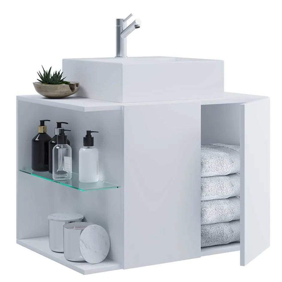 Hängende Waschkommode mit Becken in Weiß - Ziovarica^Wohnen Clearance