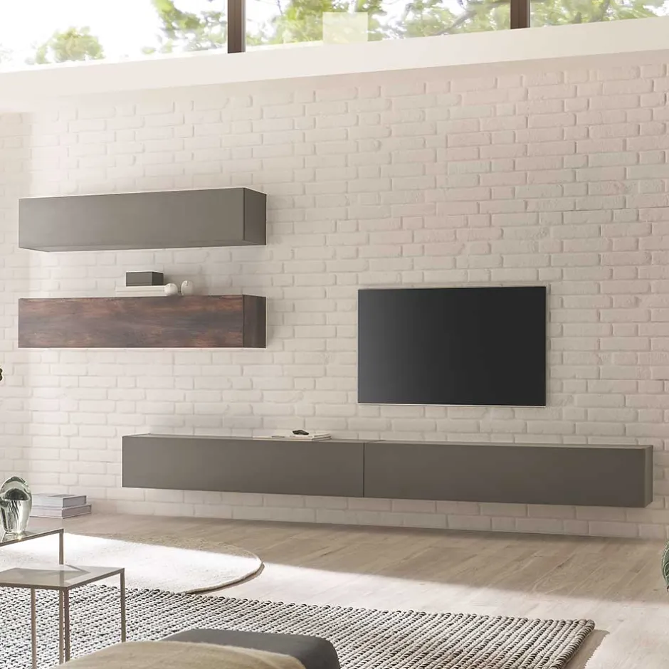 Hängende Wohnwand als Möbelset - Mundo (vierteilig)^Wohnen Discount