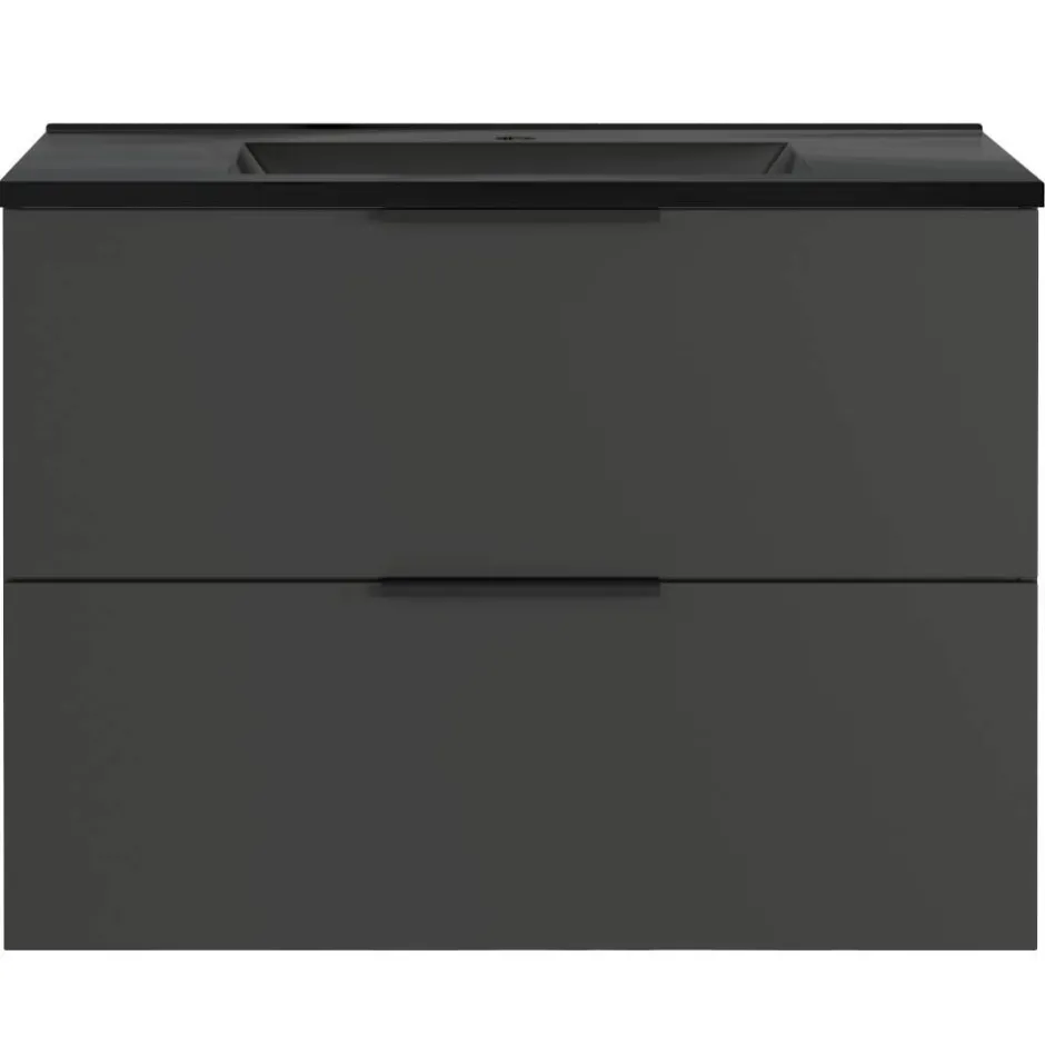 Wohnen Hängender Bad-Waschtisch in Dunkelgrau - Fanito