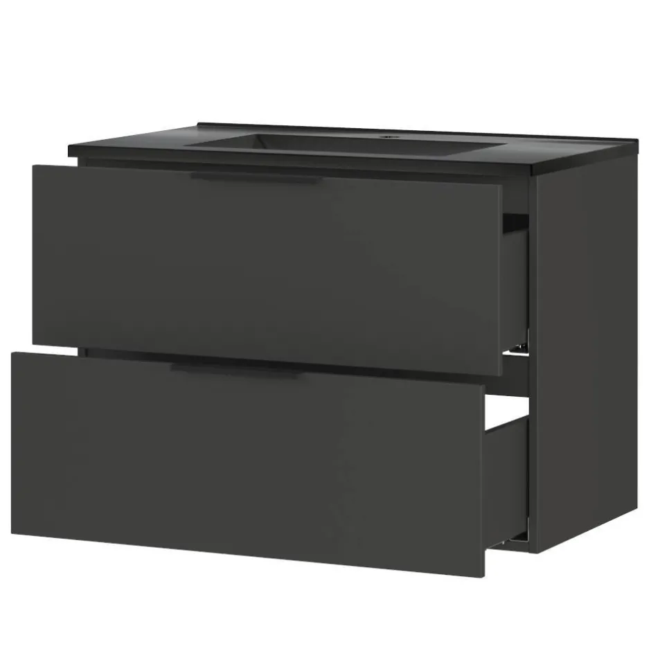 Wohnen Hängender Bad-Waschtisch in Dunkelgrau - Fanito