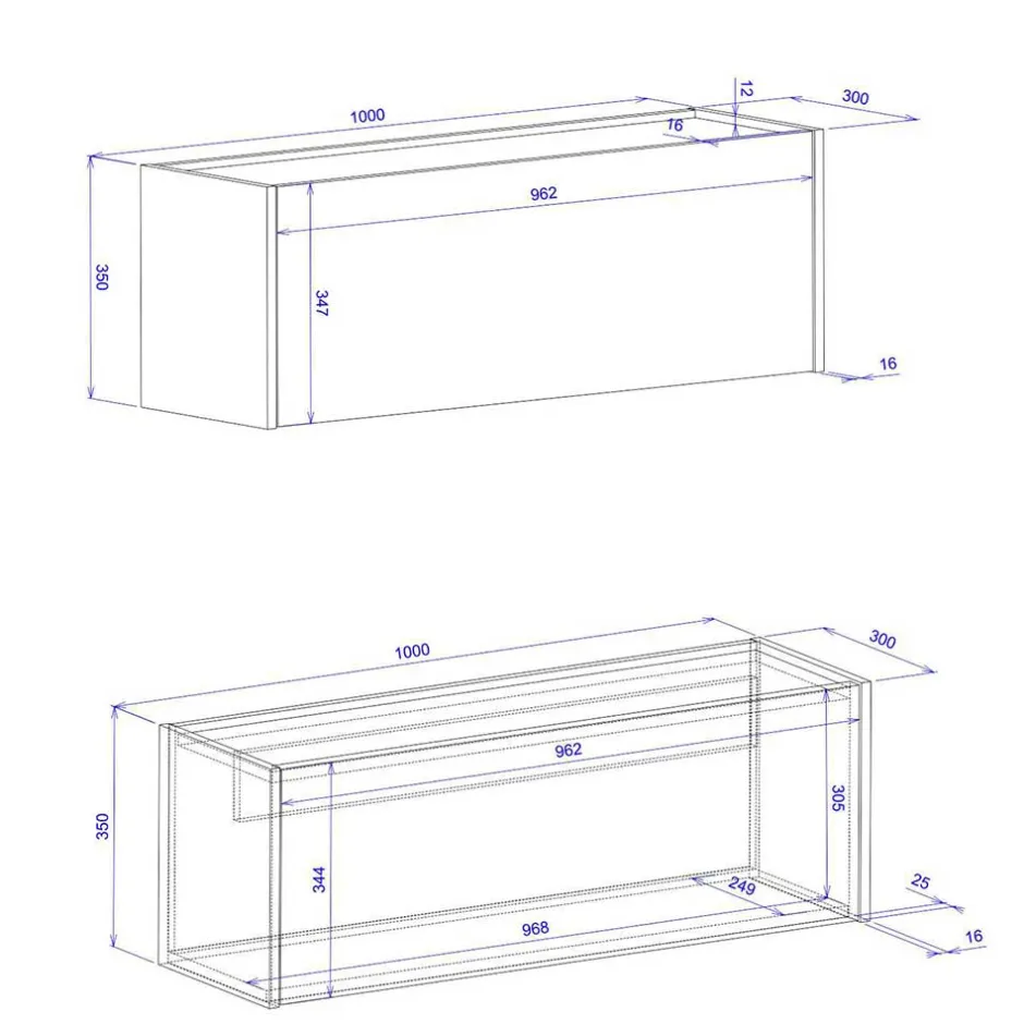 Wohnen Hängender Sekretär und Schrank Set - Nonessia (zweiteilig)