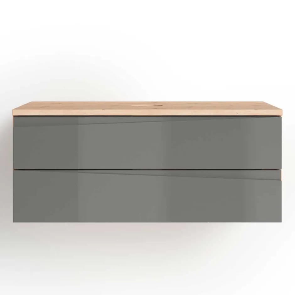 Hängender Waschtisch in Grau und Wildeichefarben - Join^Wohnen Hot