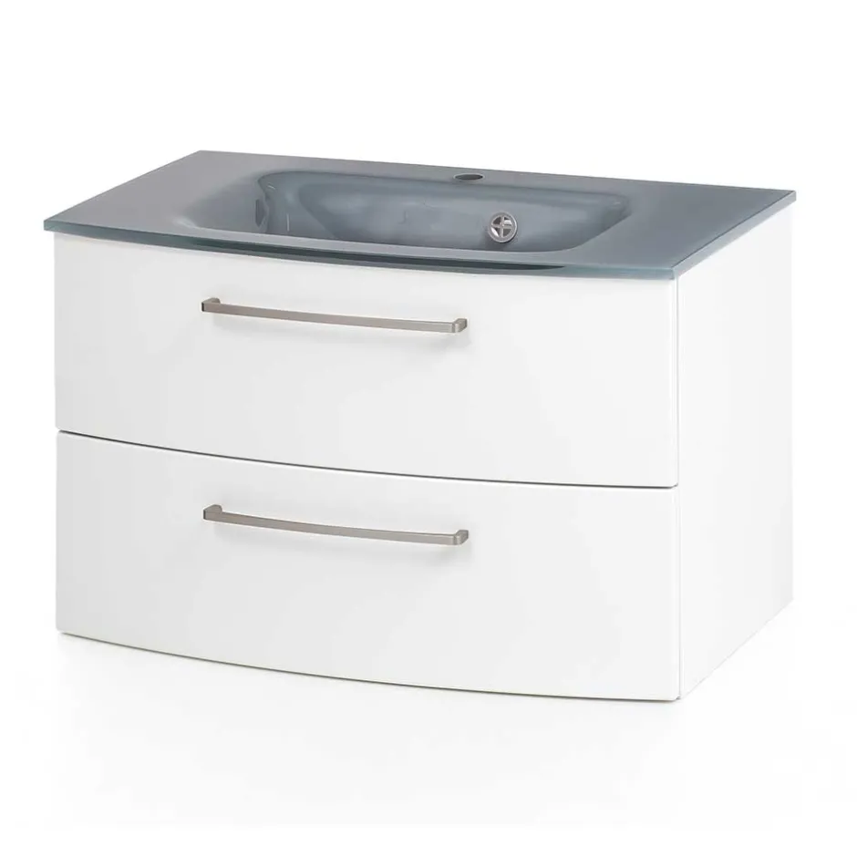 Hängender Waschtisch mit Glasbecken in Grau - Anjunica^Wohnen Sale