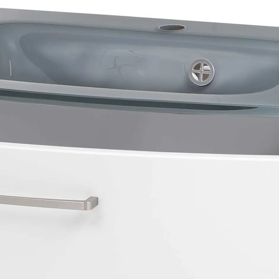 Hängender Waschtisch mit Glasbecken in Grau - Anjunica^Wohnen Sale