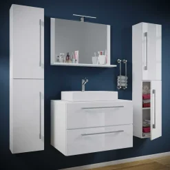 Wohnen Hängendes Badezimmerset in Weiß - Ipsum (vierteilig)