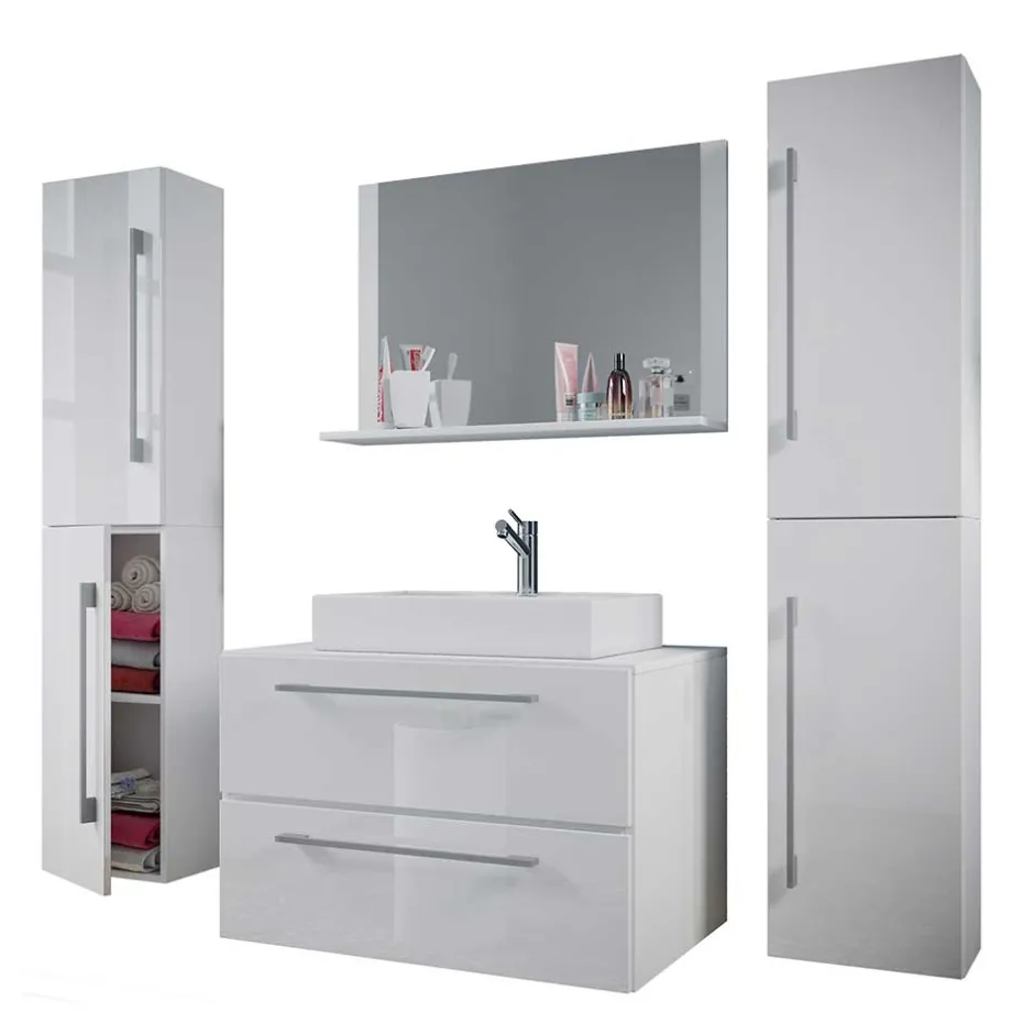 Wohnen Hängendes Badezimmerset in Weiß - Ipsum (vierteilig)