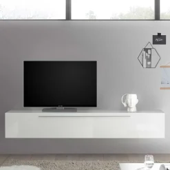 Wohnen Hängendes Lowboard in Weiß Hochglanz - Dalunzio