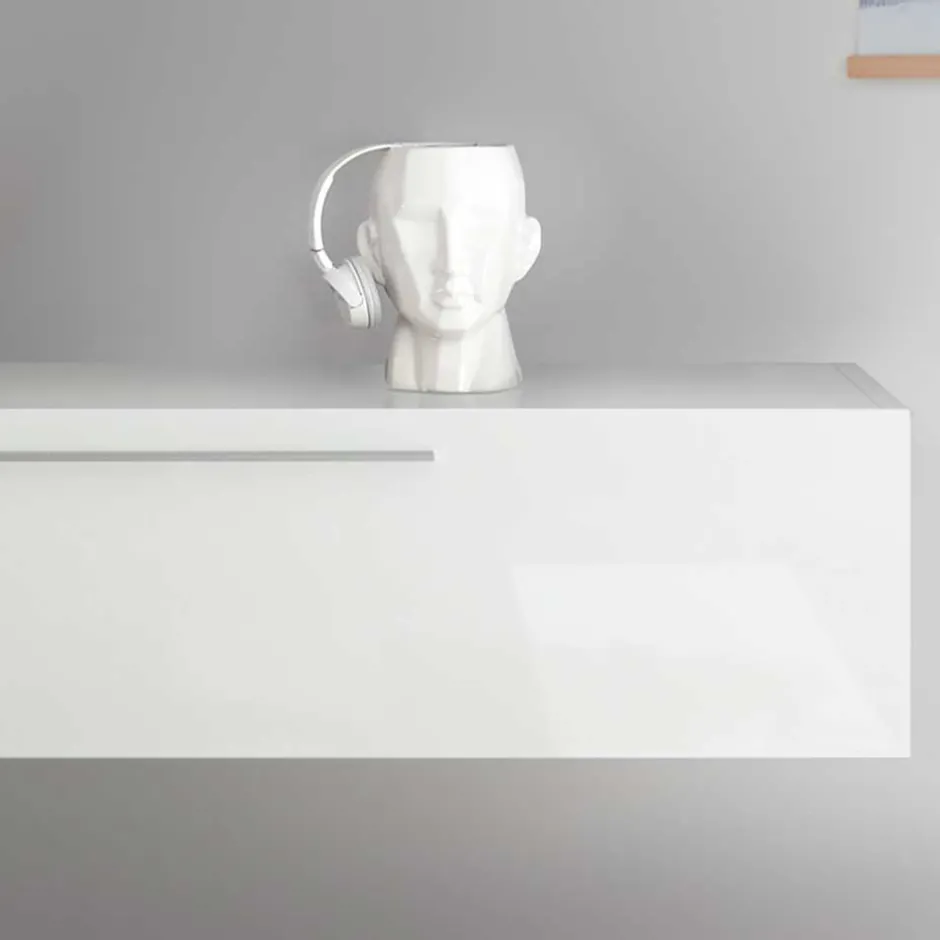 Wohnen Hängendes Lowboard in Weiß Hochglanz - Dalunzio