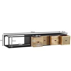 Hängendes TV Board aus Holz & Wiener Geflecht - Leiria^Wohnen Hot