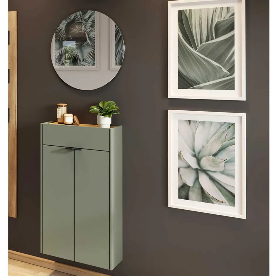 Hängendes Vertiko & runder Spiegel - Point (zweiteilig)^Wohnen New