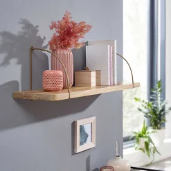 Wohnen Hängeregal aus Mangoholz mit Metall - Leiria