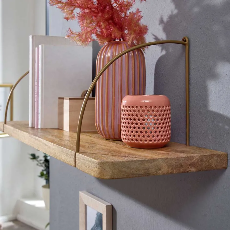 Wohnen Hängeregal aus Mangoholz mit Metall - Leiria