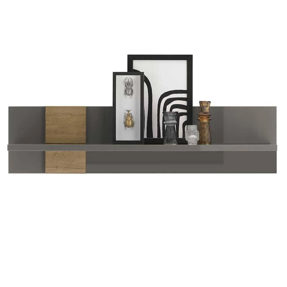 Hängeregal in Dunkelgrau Hochglanz & Eiche - Eracosta^Wohnen Online