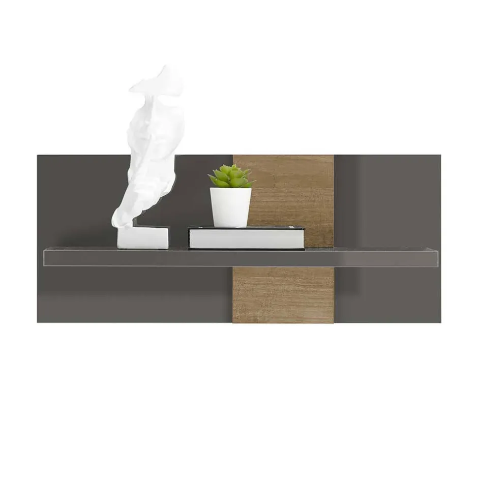 Hängeregal in Dunkelgrau Hochglanz & Eiche - Eracosta^Wohnen Online