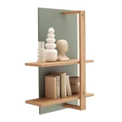 Wohnen Hängeregal in Eiche mit Graugrün - Kwin