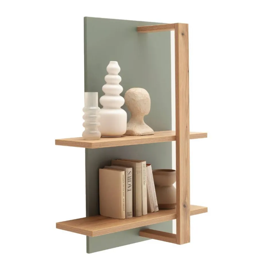 Wohnen Hängeregal in Eiche mit Graugrün - Kwin