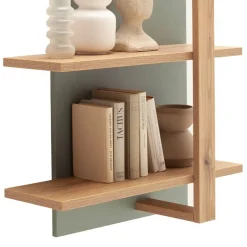 Wohnen Hängeregal in Eiche mit Graugrün - Kwin