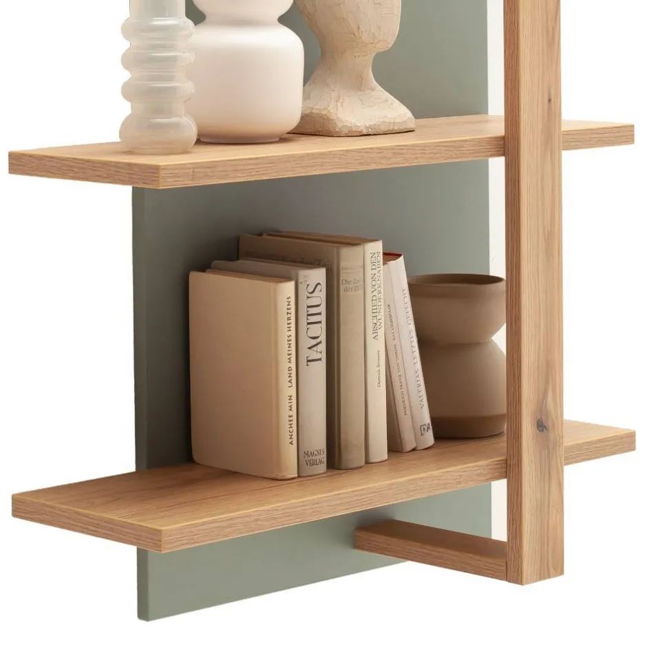 Wohnen Hängeregal in Eiche mit Graugrün - Kwin