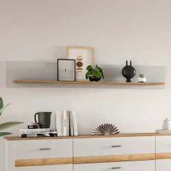 Wohnen Hängeregal in Lichtgrau und Eiche Dekor - Jannios