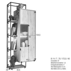 Wohnen Hängeschrank mit Regal aus Wildeiche - Varzado