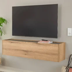 Wohnen Hänge-TV-Board in Wildeiche Optik und Anthrazit - Colomania
