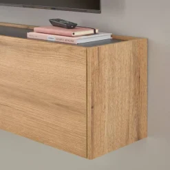 Wohnen Hänge-TV-Board in Wildeiche Optik und Anthrazit - Colomania