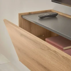 Wohnen Hänge-TV-Board in Wildeiche Optik und Anthrazit - Colomania