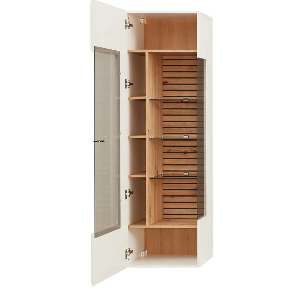 Wohnen Hängevitrine in Weiß und Wildeiche NB - Niam