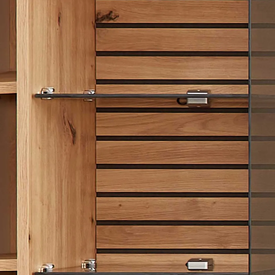 Wohnen Hängevitrine in Weiß und Wildeiche NB - Niam