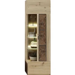 Wohnen Hängevitrine in Wildeiche Holzoptik - Iniaco