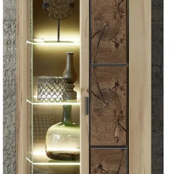 Wohnen Hängevitrine in Wildeiche Holzoptik - Iniaco