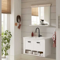 Wohnen Hänge-Waschtisch mit Spiegel Set - Doules (zweiteilig)