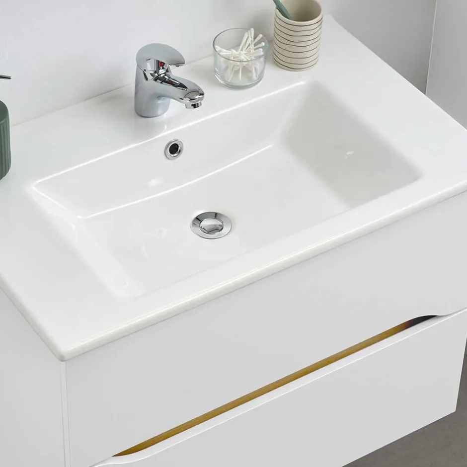 Wohnen Hänge-Waschtisch mit zwei Schubladen - Zenata