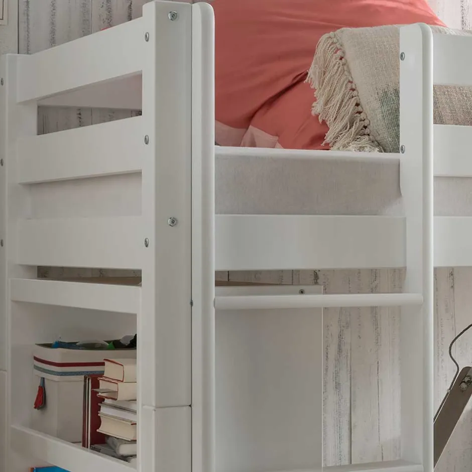 Kinder Wohnen Hochbett & Einzelbett & Regal Set - Polar (zweiteilig)