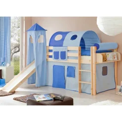Kinder Wohnen Hochbett Abenteuerbett mit Rutsche & Turm - Janilea