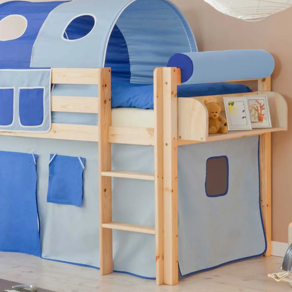 Kinder Wohnen Hochbett Abenteuerbett mit Rutsche & Turm - Janilea