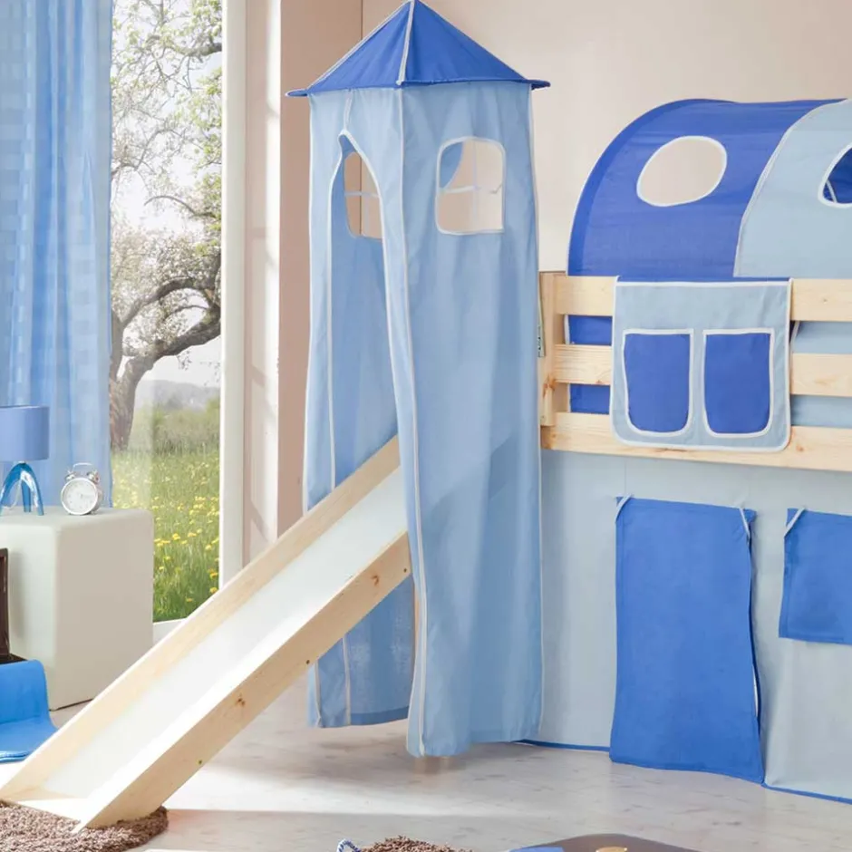Kinder Wohnen Hochbett Abenteuerbett mit Rutsche & Turm - Janilea